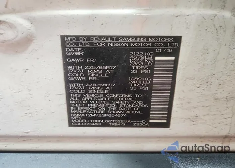 2016 Nissan Rogue Sv из США, поврежденный, VIN KNMAT2MV2GP654674